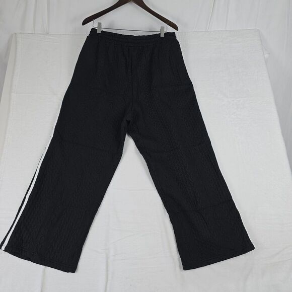 Knitted Sleeveless Cardigans Pants Lounge Set Women XL Black White Trim - Picture 5 of 14